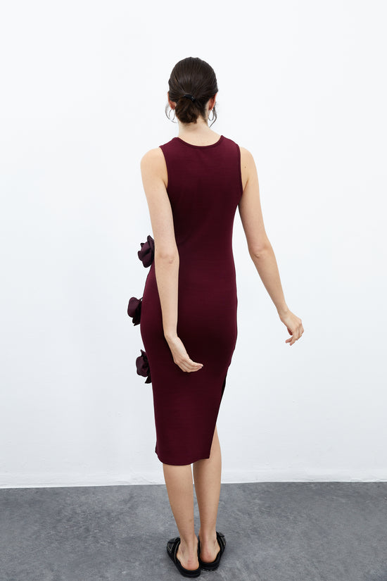 Marigold Ribbed Dress - Tawny Port