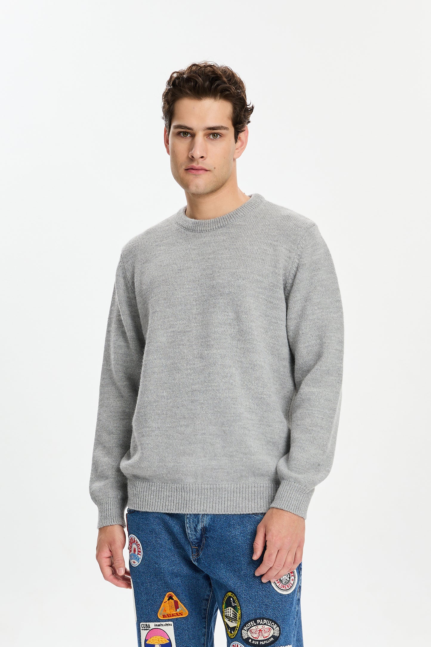 Grey Melange Regular Fit Sweater