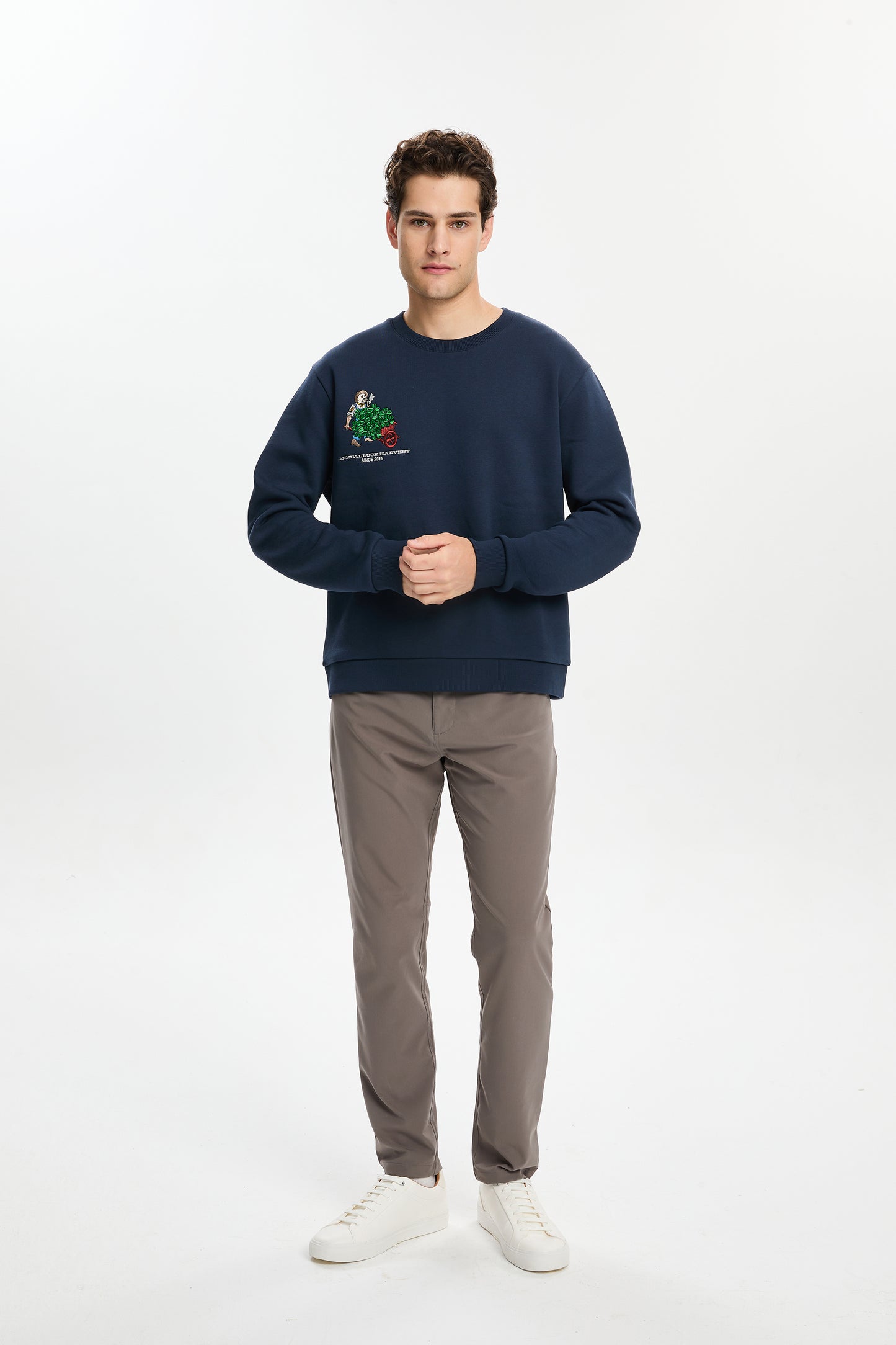 Lacivert Harvest Nakışlı Sweatshirt