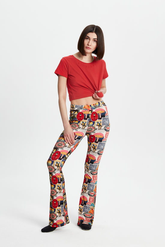 Postcard Printed Flare Leggings