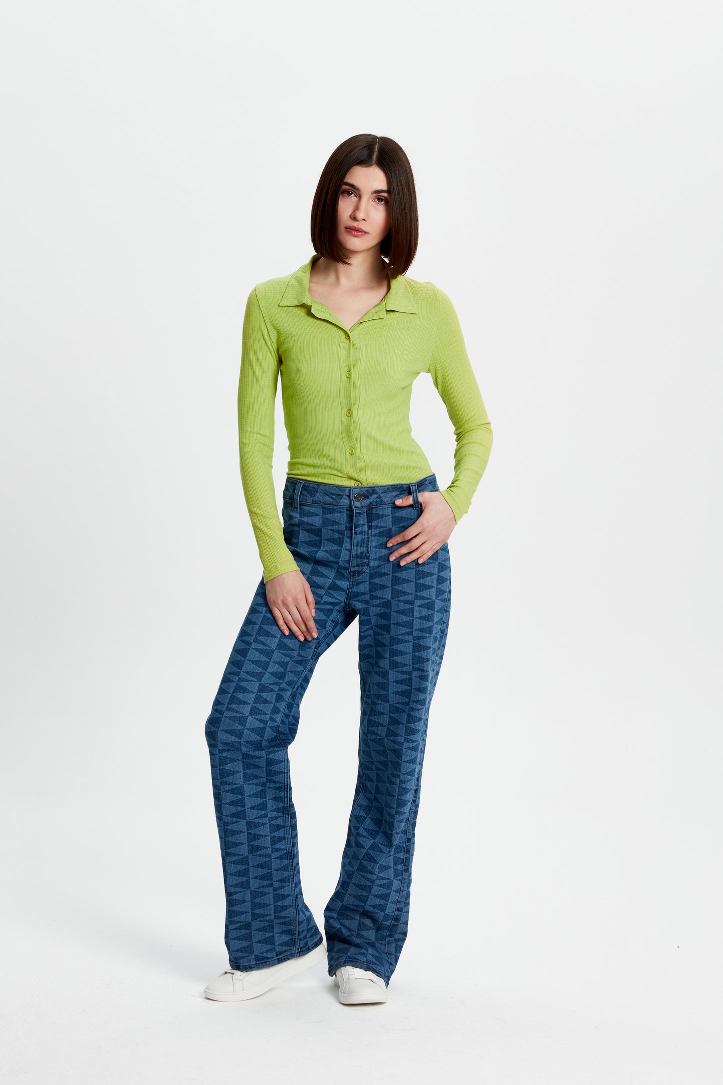 Laser Print Straight Leg Jeans