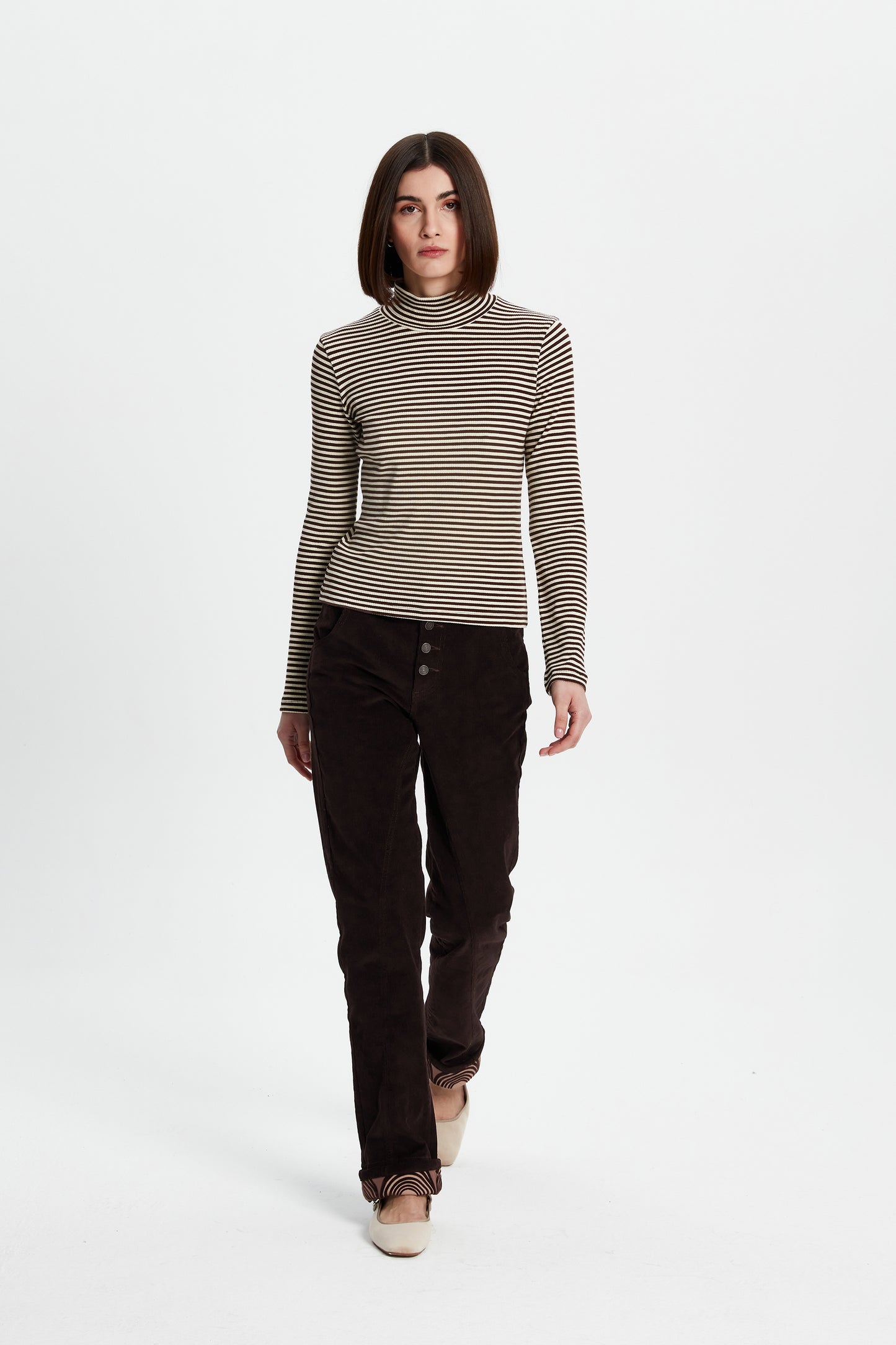 Ribbed Turtleneck Long Sleeve T-Shirt