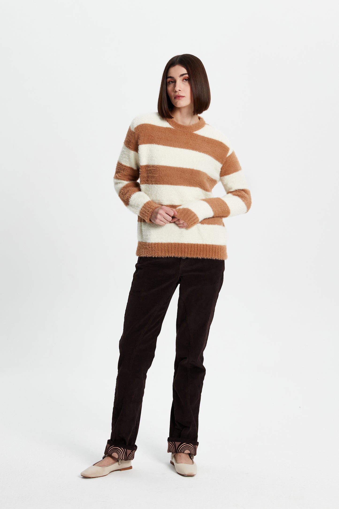 Striped Fuzzy Oversized Sweater