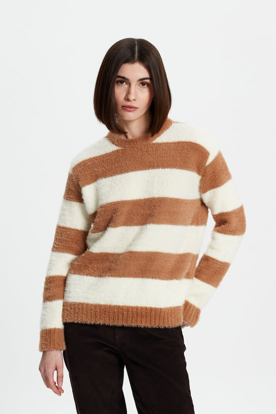 Striped Fuzzy Oversized Sweater