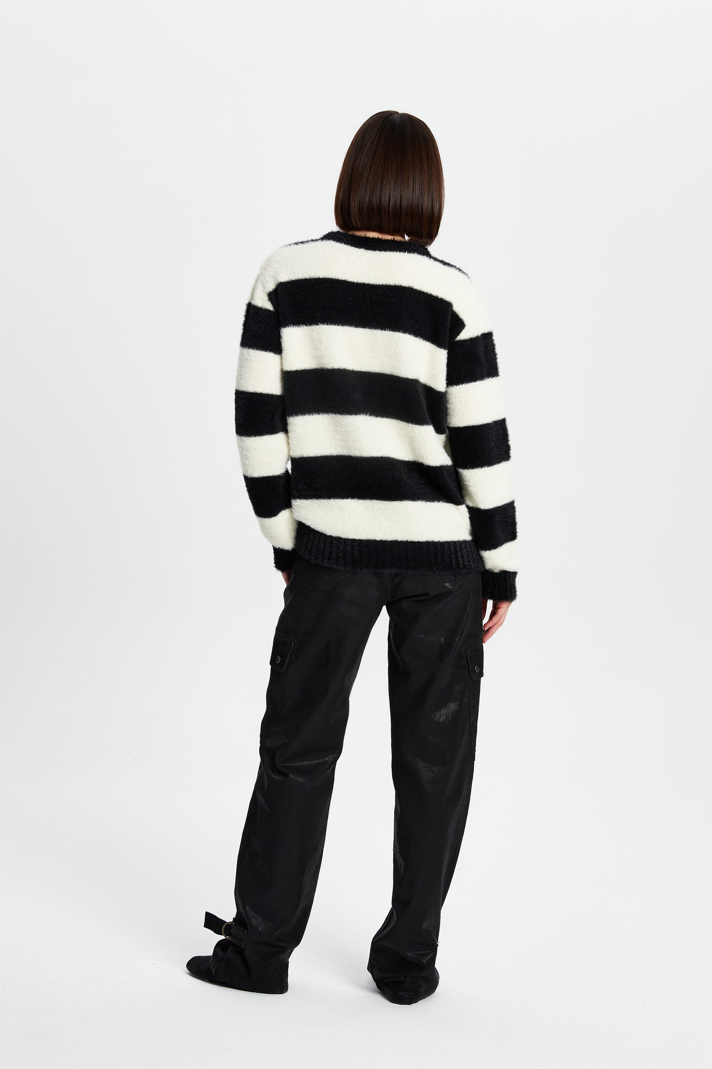 Striped Fuzzy Oversized Sweater