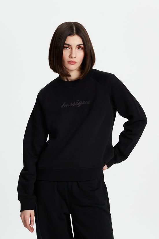 Siyah Retro Logolu Sweatshirt