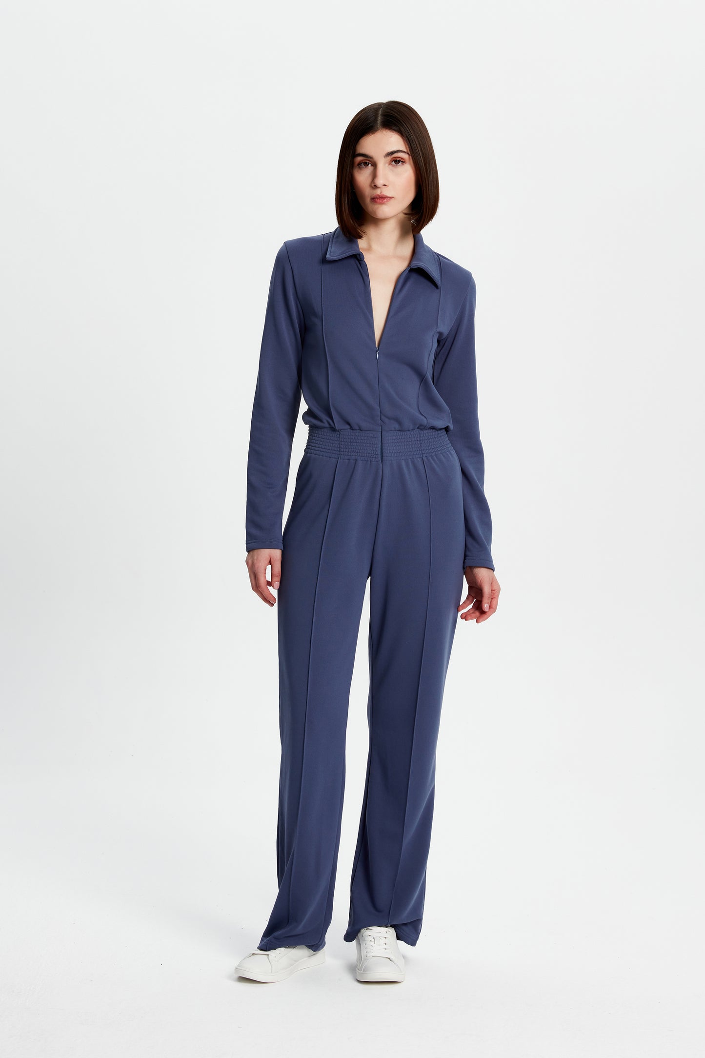 Front Zip Jersey Jumpsuit