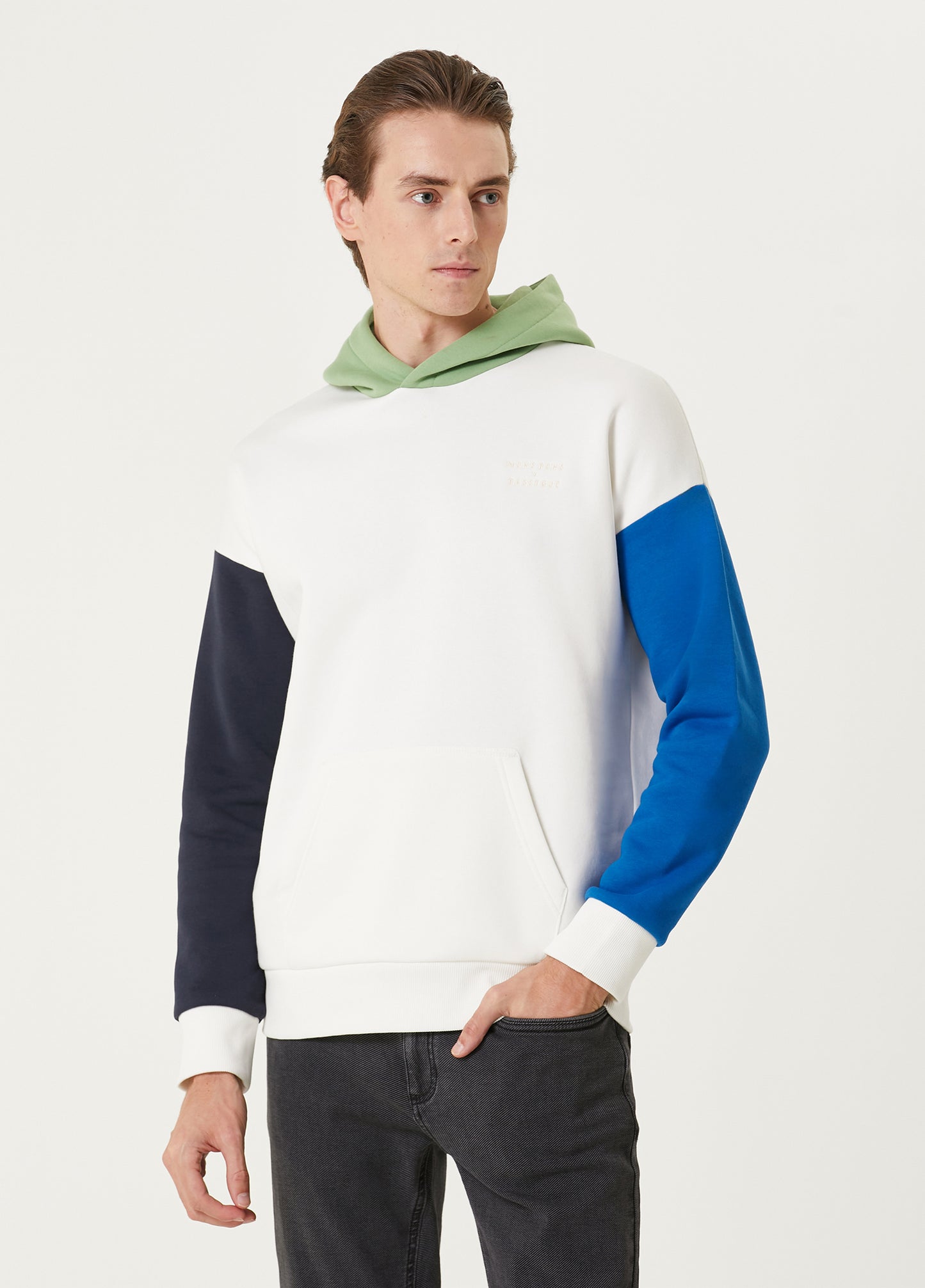 Mons Bons x Bassigue Yeşil Color Block Hoodie