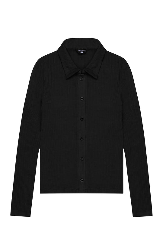 Fitted Rib Button Down Shirt