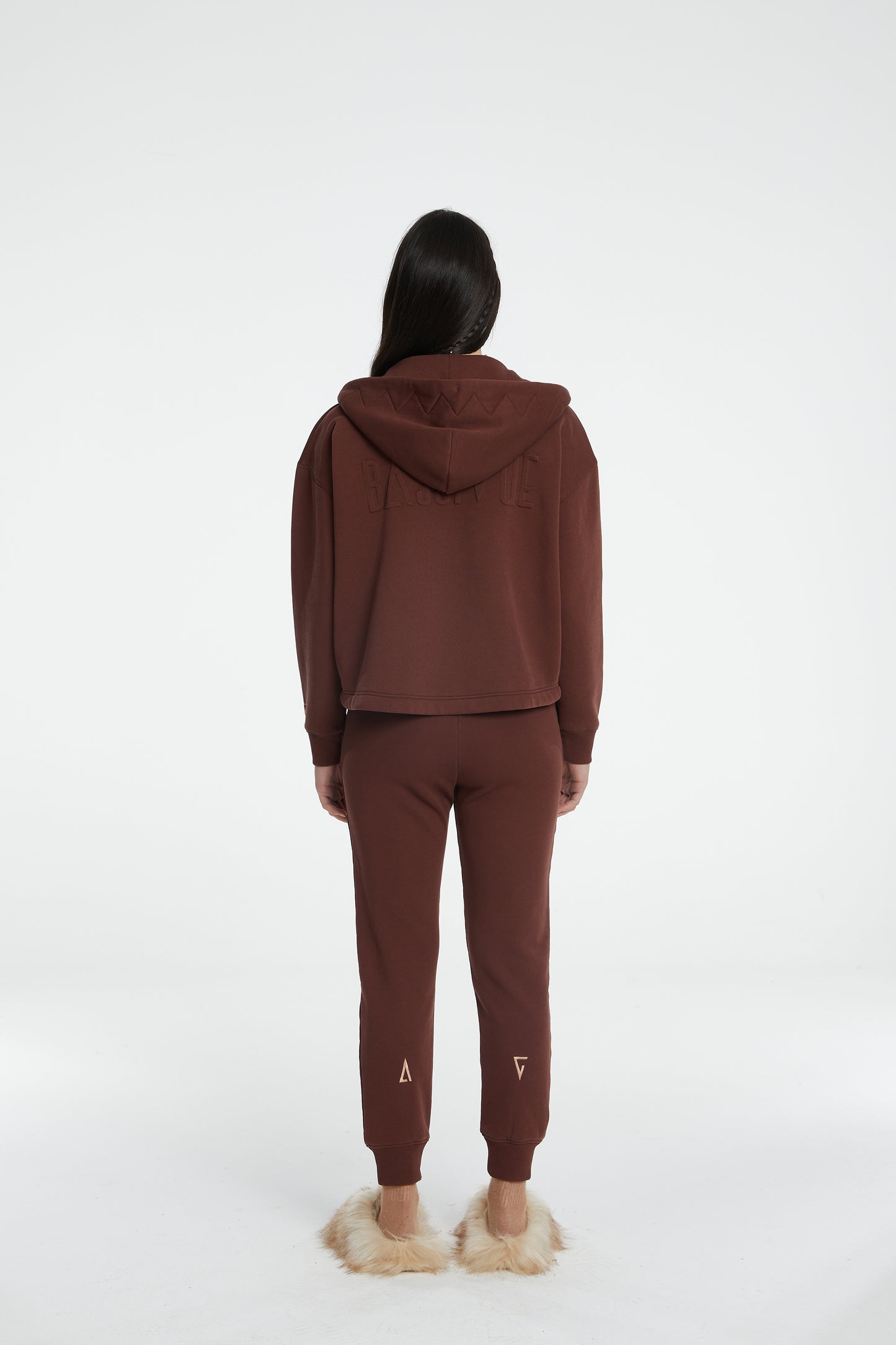 Cotton Zipper Sweatshirt - Brown Stone