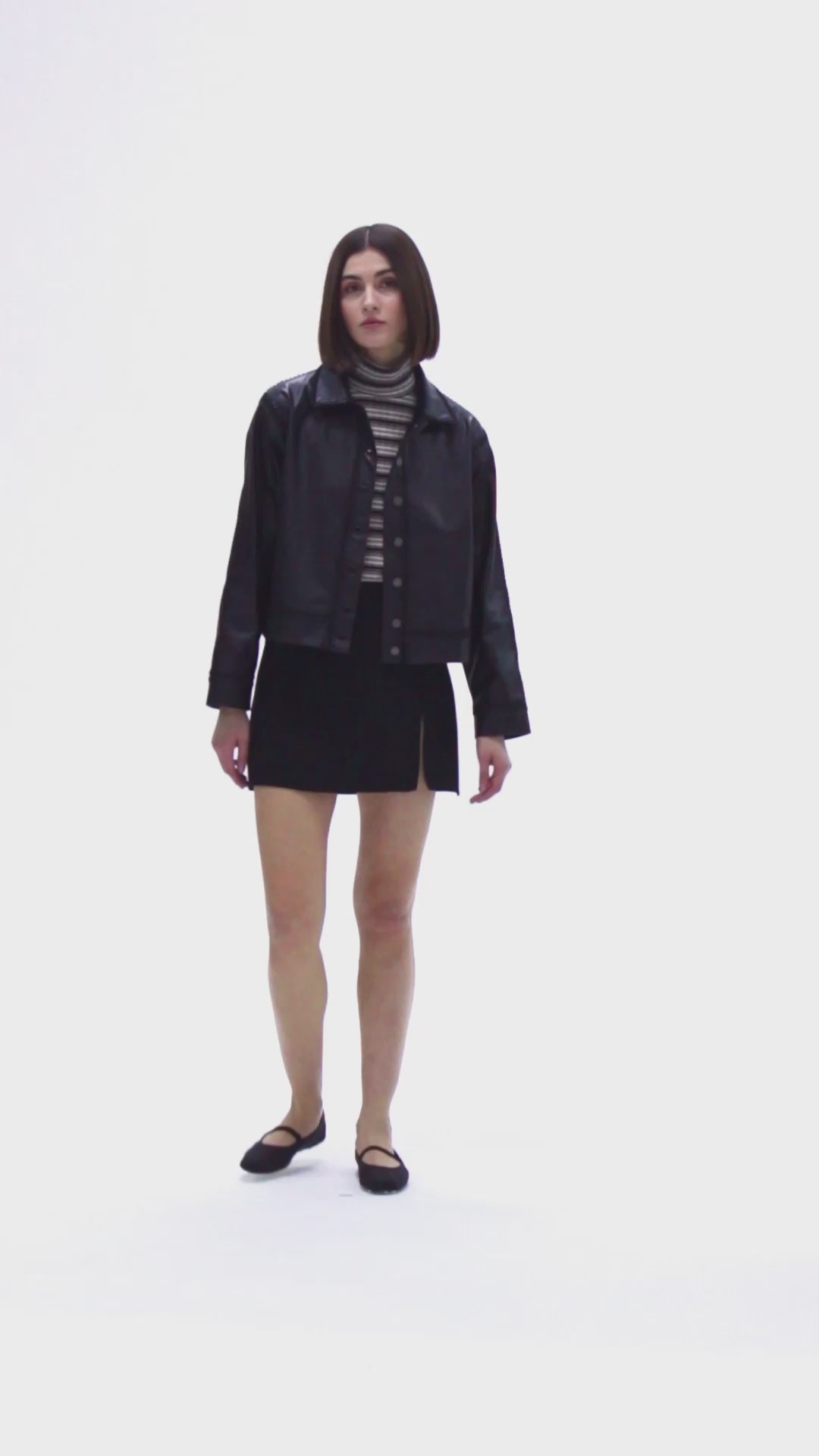 Load and play video in Gallery viewer, Faux Leather Jacket W/ Crochet Detailing
